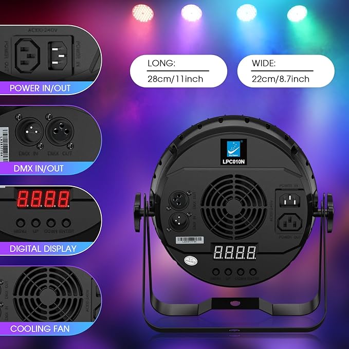 Big Dipper LED Stage Lights Par Lights 54X4W RGBW 4in1 Bright Lighting with High CRI Master-Slave DMX 512 Sound Activated Uplights for Event Concert Club Church 2 Pack