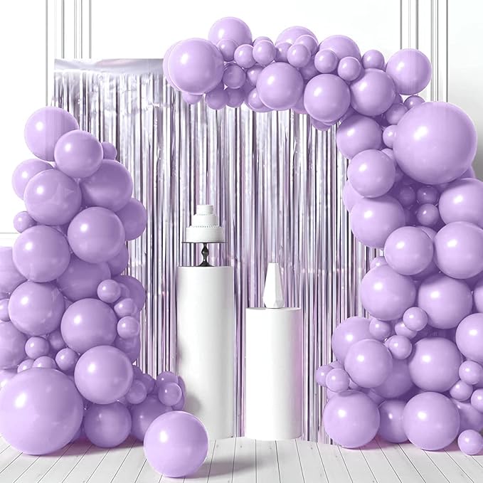 2 Pack Light Purple Foil Fringe Backdrop Curtains, Tinsel Streamers Party Decorations, Fringe Backdrop, Door Shimmer for Baby Shower or Birthday Party