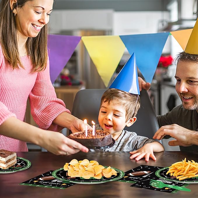 96Pcs Football Party Supplies Sport Theme Tableware Set Red Football Plates Napkins Forks Serves 24 For American Rugby Touchdown Tailgate Birthday Party Supplies