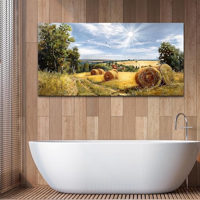 FUHAIHUA Framed Wall Decorations For Living Room Canvas Wall Art For Bedroom Inspiration Wall Decor Country Field Paintings Landscape Pictures Office Artwork Modern Posters Home Decor 20x40 In