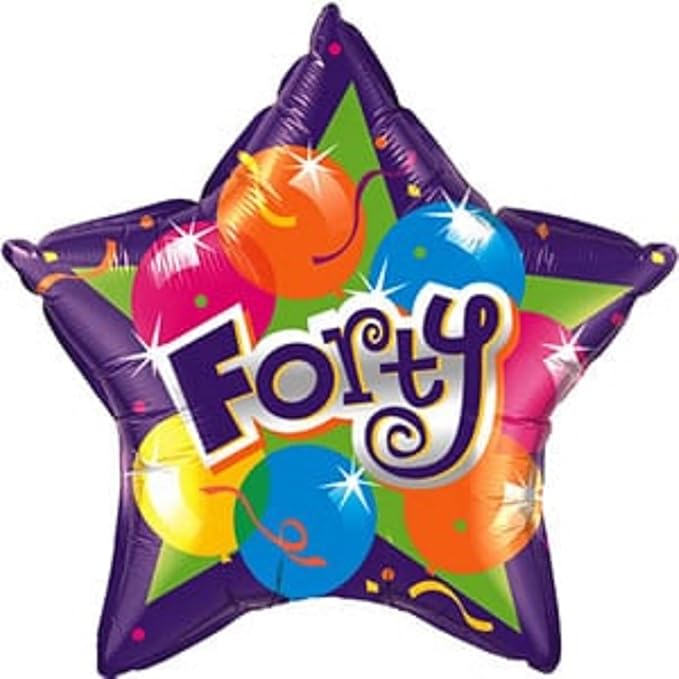 PMU Party Themes "Forty" 40 Star Shaped 20in Sparkling Mylar-Foil Balloon (1/pkg) Pkg/1