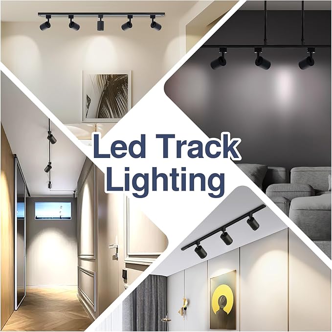 10W LED Track Lighting Heads – L-Type Adjustable Ceiling Spotlights, 3000K/4000K/5700K, Flicker-Free CRI90+ (6-Pack) – Black Track Light Fixtures for Accent, Task & Art Lighting