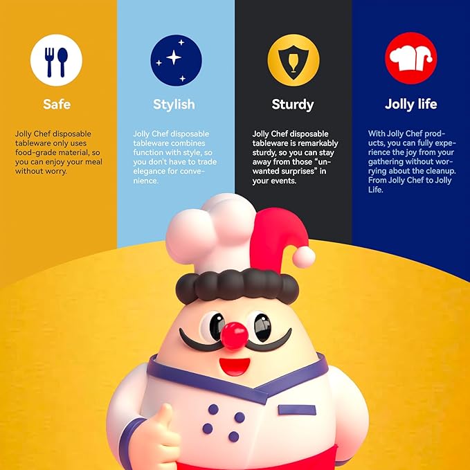 JOLLY CHEF 300 Count Clear Plastic Knives Heavy Duty, 7.7" Heat Resistant Solid and Durable Plastic Knives Disposable, Disposable Bulk Cutlery Suitable for Parties Supply Events Everyday Use