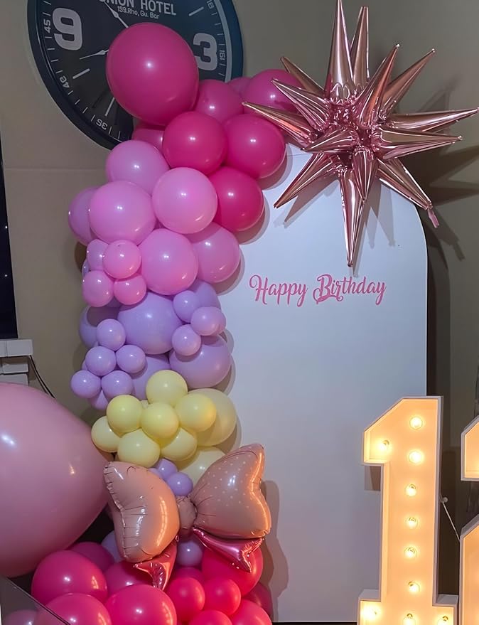 Star Balloons,8 Pcs Pink Foil Balloons One-Piece 14-pointed Spiky Balloon Large Explosion Star Balloon for Girl Birthday Wedding Princess Christmas Party Decorations, Backdrops