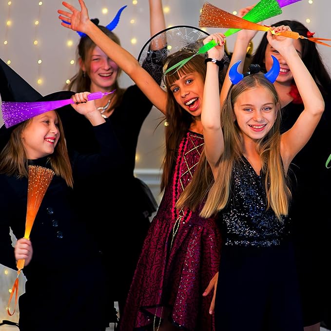 Halloween Glow Sticks Party Favors Supplies for Kids Bulk-24 Pack, Light UP Fiber Optic Wand Toys for Toddlers, Goodie Bag Basket Stuffers Fillers, Non Candy Trick or Treat Party Games Activities