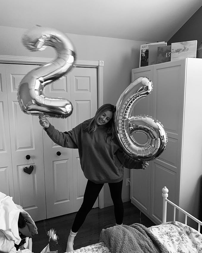 Silver Number 6 Balloon 40 Inch, 6th Birthday Party Decorations for Children, Giant 6 Foil Balloon for Party Supplies
