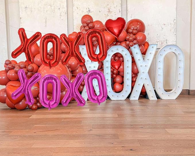 Red XOXO Balloons Pink XOXO Balloons Valentines Day Decorations for for Valentines Day Bridal Shower Wedding Romantic Special Night Party Supplies Decorations
