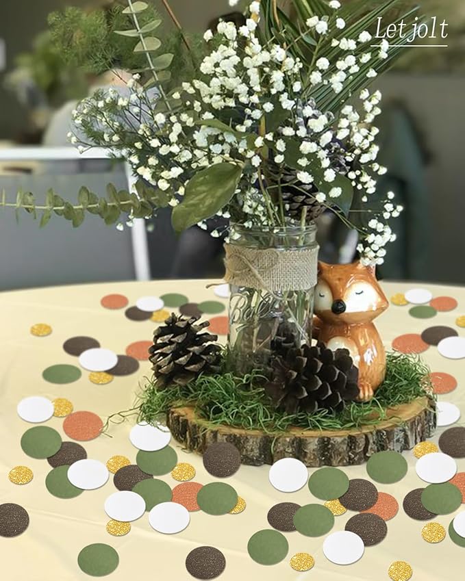 Brown Confetti Glitter Table Decorations Golden Greenery Scatter Surprise Paper Craft Supplies Anniversary Birthday Party Bridal Baby Shower Party Wedding Gift Circle Dots Decor 100 Pcs