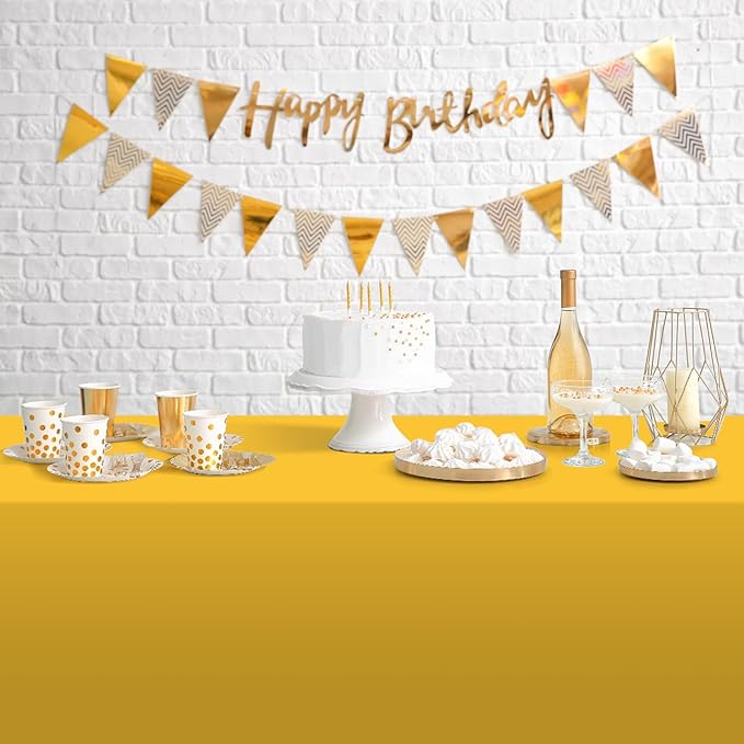 12 Pcs Black and Gold Plastic Tablecloths Bulk,54 x 108 Inch Disposable Rectangle Party Table Cloth Waterproof Table Cover for Birthday Wedding Anniversary Graduation Party Decorations Supplies