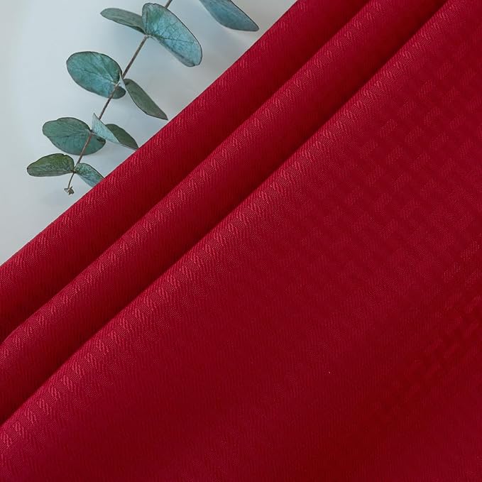 maxmill Round Tablecloth Weaved Texture Design Spill-Proof Wrinkle Free Soft Christmas Table Cloth for Circular Table Cover, for Dining Room Banquet Parties Holiday Dinner, 70 Inch Red