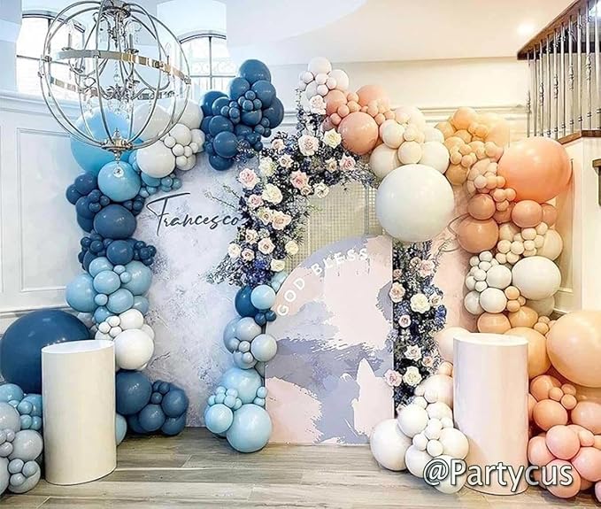 Dusty Blue Balloons Different Sizes Double Stuffed Dark Slate Blue Balloon Garland Arch Kit for Baby Shower Birthday Bridal Fall Halloween Party Decoration