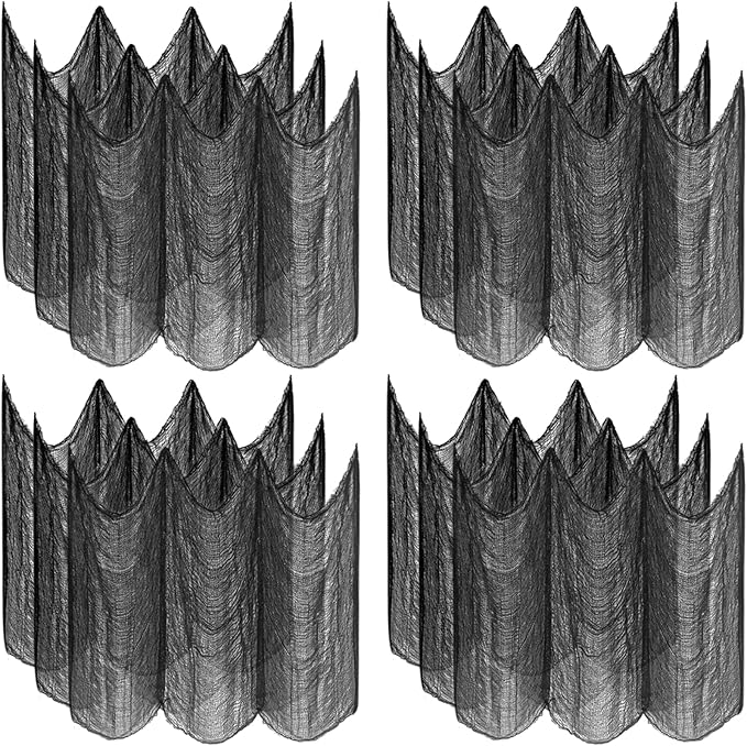 ZeeDix 12 Pack Black Halloween Creepy Cloth 30 x 75 Inch Halloween Decoration Spooky Scary Gauze Cloth Black Cheesecloth for Party Supplies Outdoor Yard Home Wall Doorways