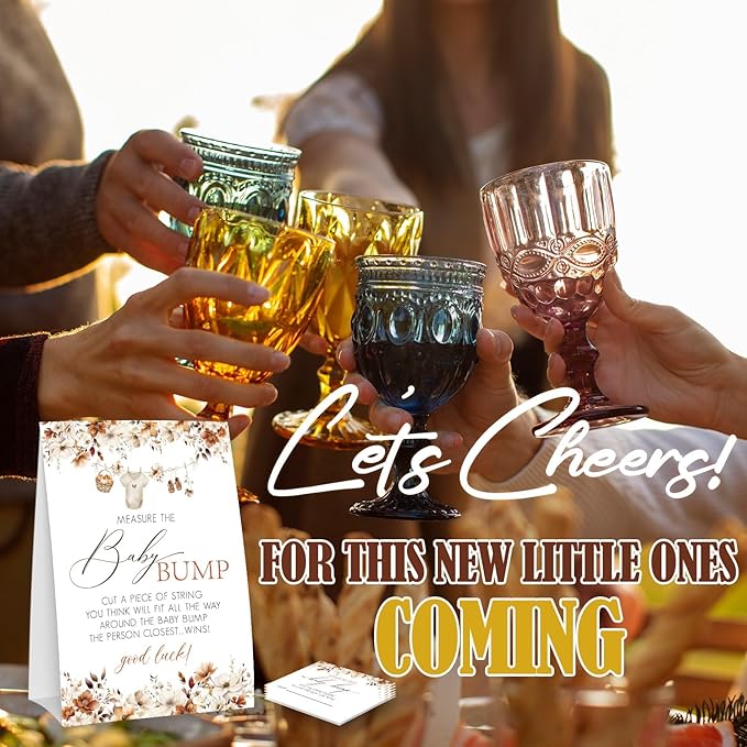 Little Pumpkin Measure The Baby Bump - Thanksgiving Baby Shower Card Set (1 Sign With 50 Guess Cards), Fall Gender Reveal Party Favor Supplies -A03