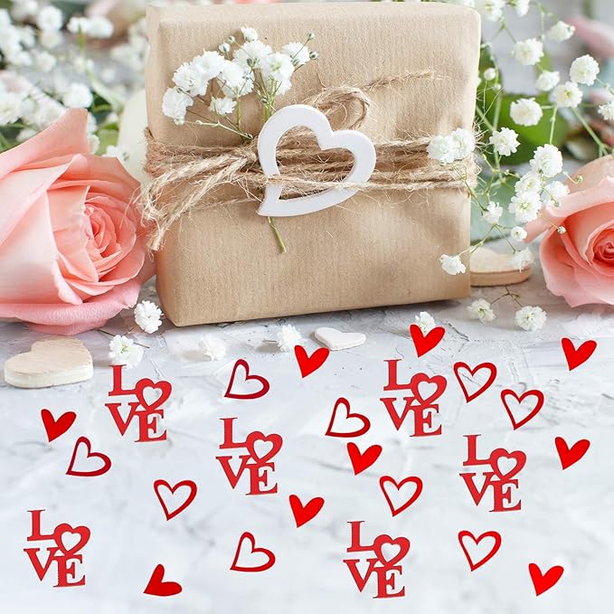 200 Pcs Red Heart Paper Confetti Love Confetti for Valentine's Day Wedding Baby Shower Birthday Party Table Decoration Supplies