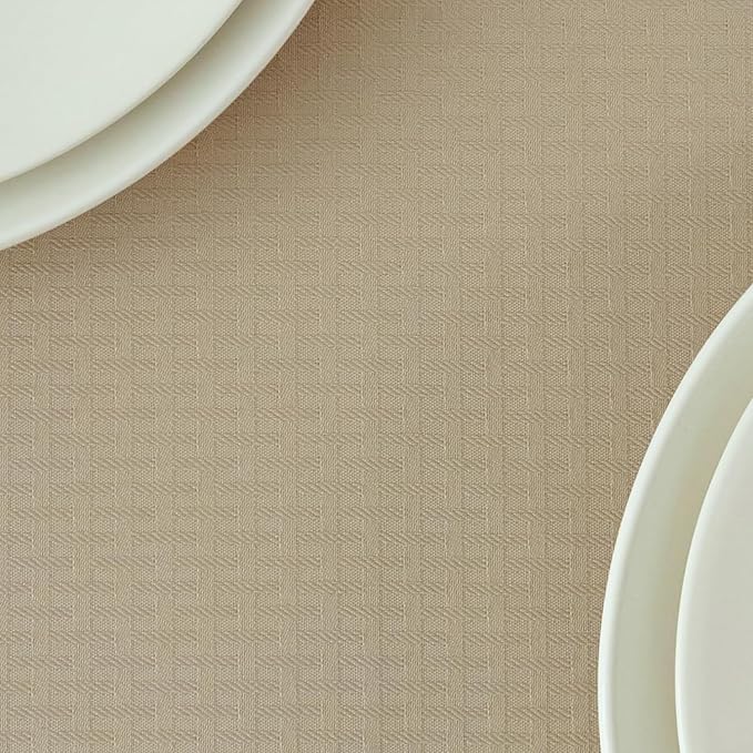 maxmill Square Tablecloth Weaved Texture Stain Resistant Waterproof Wrinkle Resistant Washable Soft Table Cloth, Decorative Fabric Table Cover for Dining Room Dinner and Parties, 52 x 52 Inch, Natural