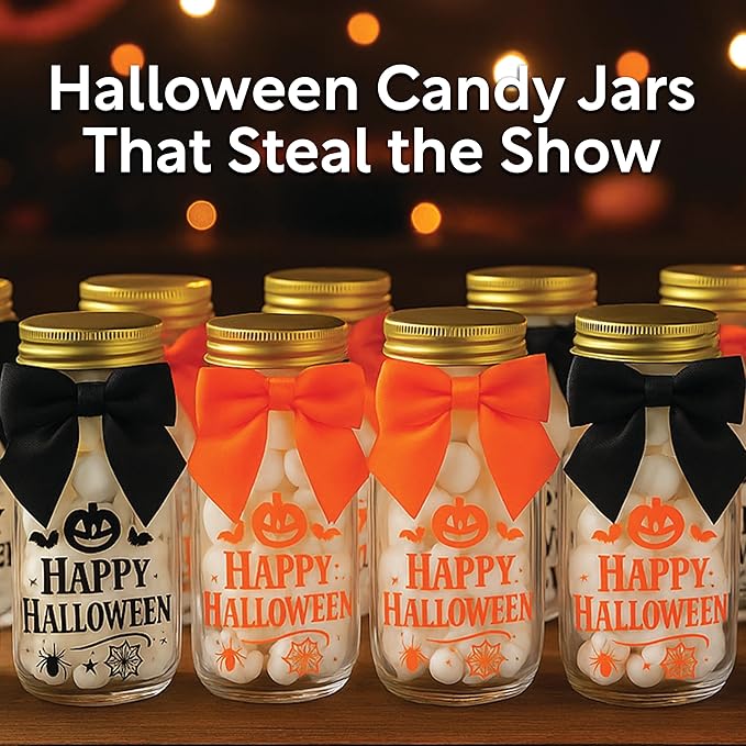 Halloween Decorations Plastic Jars – Spooky 12 Pack Candy Containers & Kid Party Favor Jars for Trick or Treat, Haunted House Parties, and Table Centerpieces Decor - Cute Potion Bottles Gift
