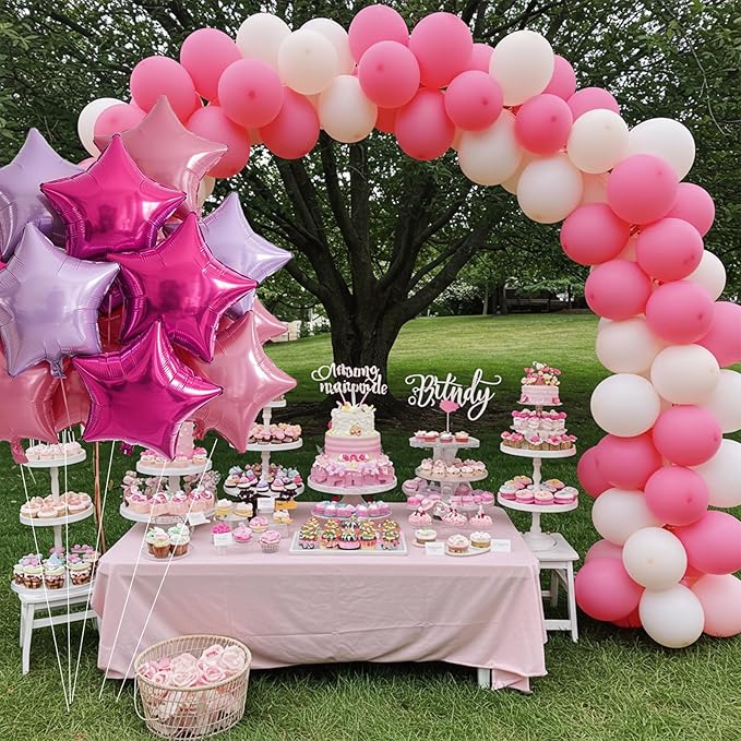 TONIFUL 15Pcs 18 Inch Large Pink Purple Star Shape Foil Balloons Big Stars Helium Mylar Ballons for Birthday Wedding Baby Shower Anniversary Engagement Party Decorations Supplies