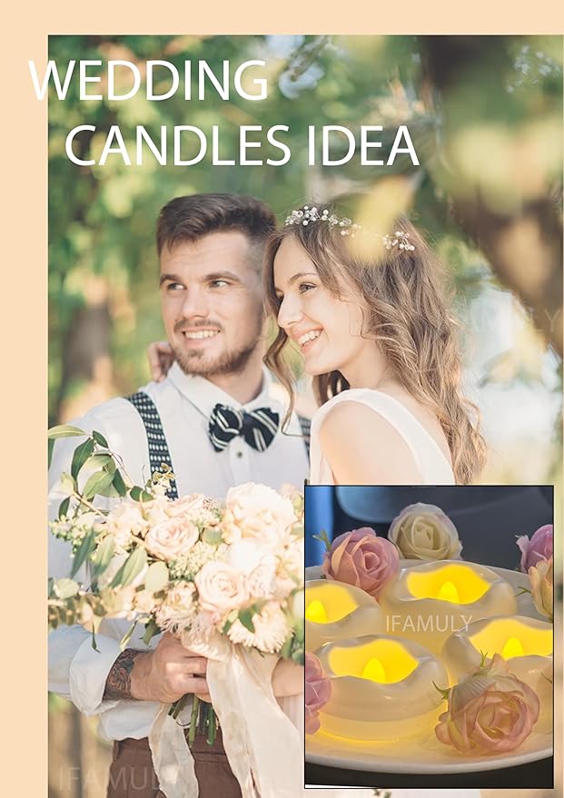 Floating Candles, 48 Packs 2.3 Inch Flameless LED Candle, 160+ Hour Battery Operated Waterproof Tealights for Wedding Centerpieces Marriage Proposals Pool Party Cylinder Vases Spa Christmas New Year
