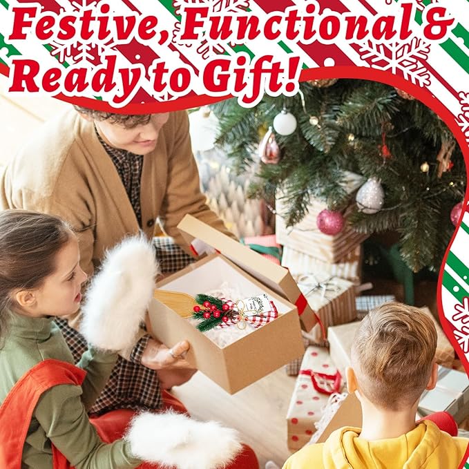 24 Set Christmas Gifts Kitchen Utensils with Holder Spatulas Bamboo Spoons Cheese Knife Set Cheese Board Gift Set for Christmas Holiday Gift Neighbor Xmas Holiday Party Decor