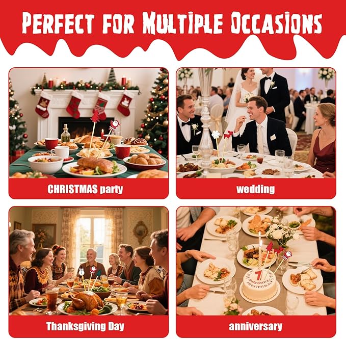 100 Pcs Christmas Cocktail Picks,Holiday Toothpicks for Appetizers,Cocktail Toothpicks for Christmas Themed Party Supplies,Christmas Theme Toothpicks