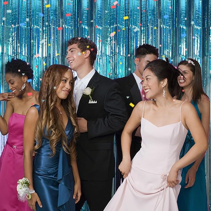 Party Backdrop Curtains Metallic Tinsel Foil Fringe Curtains Party Photo Backdrop Party Streamers for Party Birthday Graduation New Year Eve Bachelorette Decorations Wedding Decor