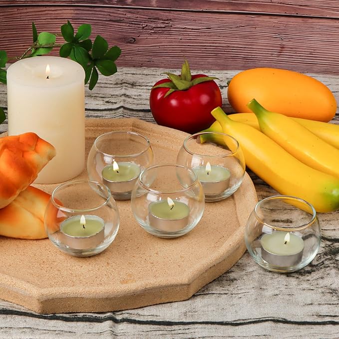 12pcs Clear Glass Tealight Candle Holder, Round Votive Candle Holders, Small Bowl Candle Holder Bulk for Wedding Table Centerpieces Home Decor