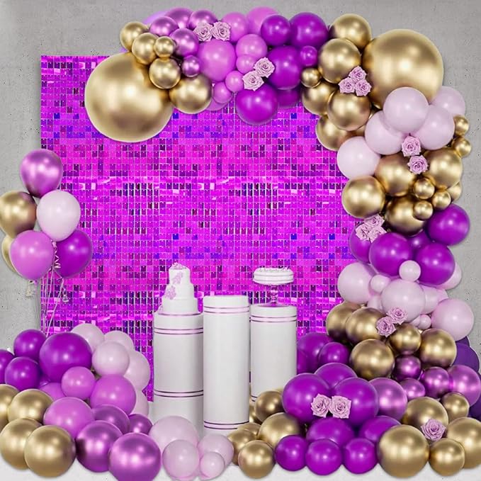 36 PCS Purple Shimmer Wall Backdrop, Laser Square Sequin Photo Backdrops Panel, Glitter Wall Background for Birthdays, Weddings, Halloween, Engagements, Disco Bachelorette Party Decoration (6FTx6FT)