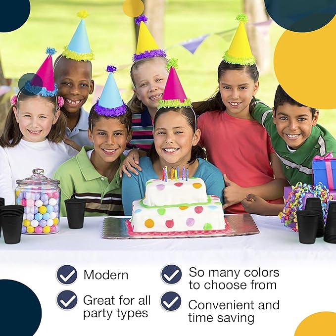 Exquisite Party Solids 12 Oz Black Plastic Cups For Party Supplies 50 Pack | Black Disposable Cups Plastic | Disposable Drinkware For Parties, Events & Everyday