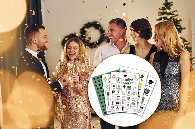 Graduation Bingo Cards, Graduation Game for 24 Players, Grad Party Games for Family Friends Activities, Holiday Party Favors Supplies Decorations(09)