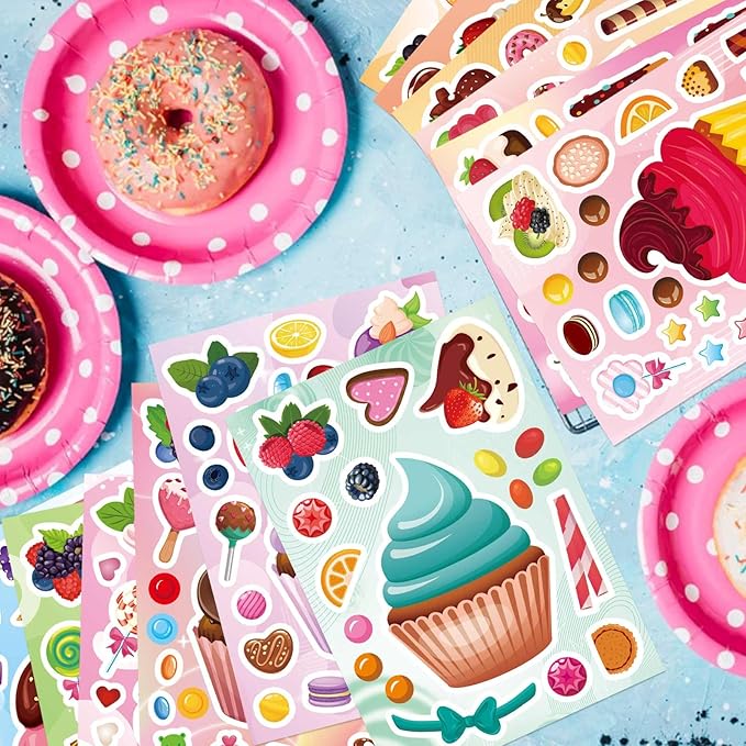36 Sheets Cupcake Make a Face Stickers, Make Your Own Stickers Mix and Match Ice Cream and Cupcake Sticker Sheets, Cupcakes Sticker for Kids, Classroom Activities, Crafts Cupcakes Party Decorations