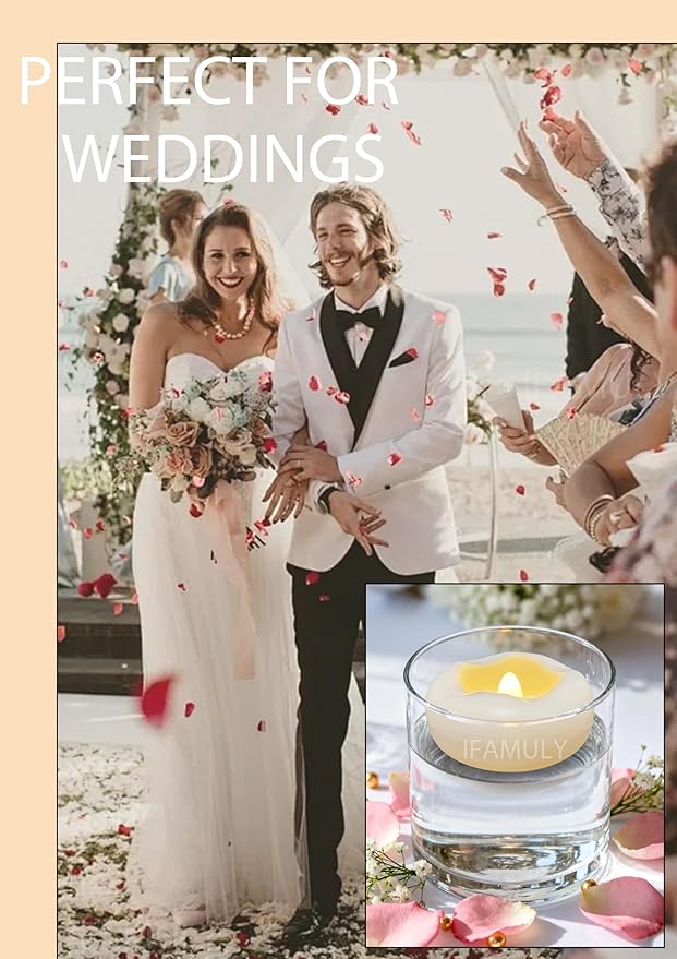 Floating Candles, 36 Packs 2.3 Inch Flameless LED Candle, 160+ Hour Battery Operated Waterproof Tealights for Wedding Centerpieces Marriage Proposals Pool Party Cylinder Vases Spa Christmas New Year