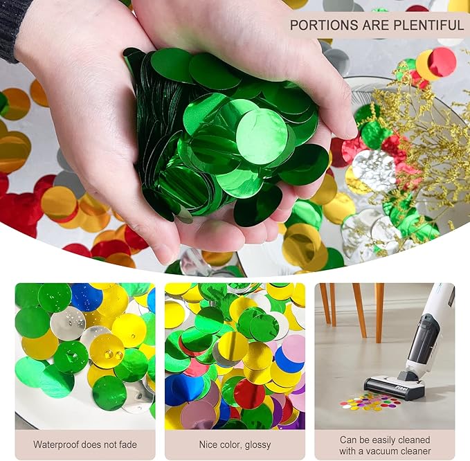 Silver Confetti 5000 Pieces 1 Inch Table Confetti Glitter Dots for Wedding Baby Shower Birthday Party Table Decorations(1.76 OZ)