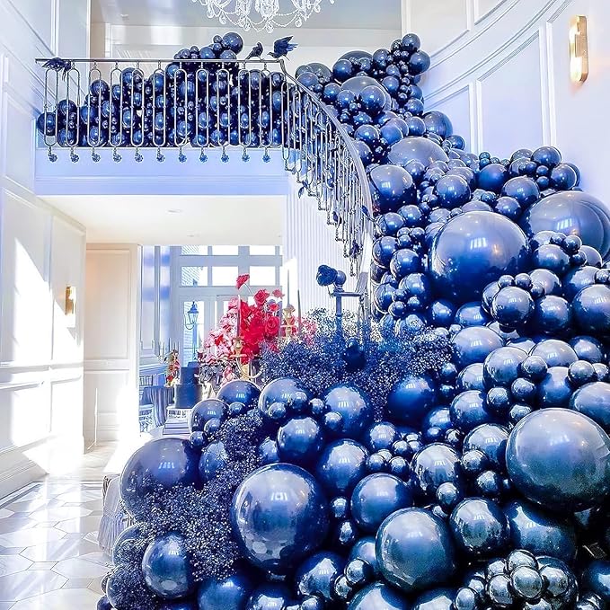 PartyWoo Metallic Blue Balloons 50pcs 5 Inch Small Mini Chrome Blue Latex Balloons for Graduation Wedding Baby Shower Engagement Baby Shower Wedding Bachelorette Birthday Party Decorations Blue-G106