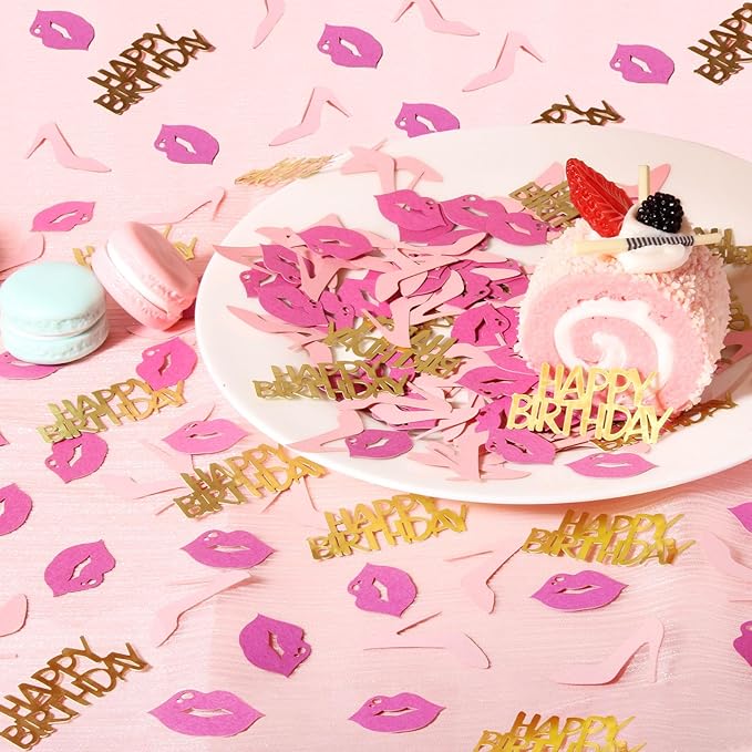 Girl Happy birthday confetti high heels and lips confetti for woman birthday party table decorations
