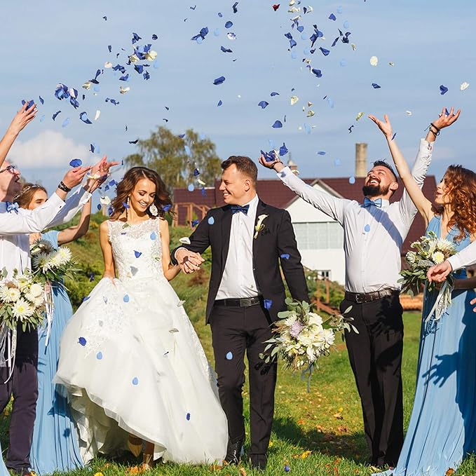 Silk Rose Petals 300pcs Navy Blue Flower Petals for Wedding Flower Girl Anniversary Table Centerpieces Party Favor Valentines Day Decoration