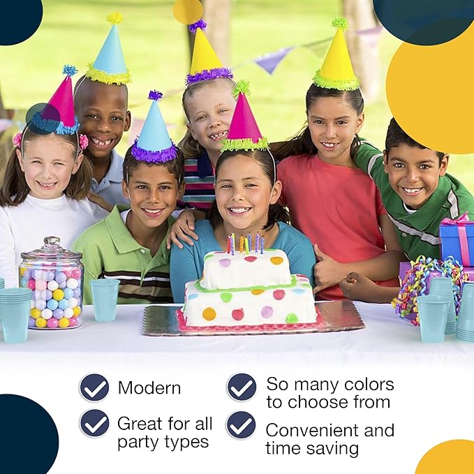 Exquisite Party Solids 12 Oz Light Blue Plastic Cups For Party Supplies 50 Pack | Light Blue Disposable Cups Plastic | Disposable Drinkware For Parties, Events & Everyday