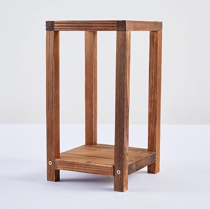 8 Set/24 Pcs Wooden Wedding Lantern Centerpiece Include 8 Wooden Lantern Candle Holder 8 Flameless LED Candle 8 Eucalyptus Leaves Wreath for Centerpieces Wedding Table Party Farmhouse Decor