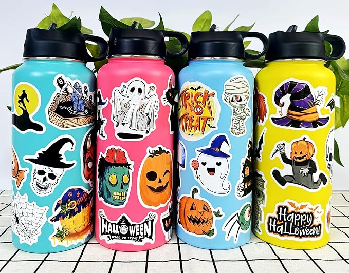 AOWDIAO 200 Pcs Halloween Stickers, Halloween Vinyl Stickers for Kids & Adults, Holiday Party Favors, Crafts & Gifts