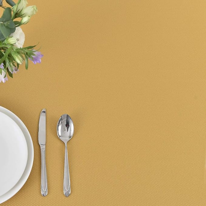 maxmill Rectangle Textured Tablecloth Waterproof Spillproof Wrinkle Free Table Cloth, Kitchen Dining Tabletop Decoration, Fabric Table Cover for Outdoor and Indoor Use, 52 x 70 Inch, Ochre Yellow