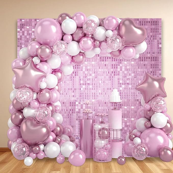 36 PCS Light Pink Shimmer Wall Backdrop, Square Sequin Photo Backdrops Panel, Glitter Wall Background for Birthdays, Weddings, Halloween, Engagements, Disco Bachelorette Party Decoration (6FTx6FT)