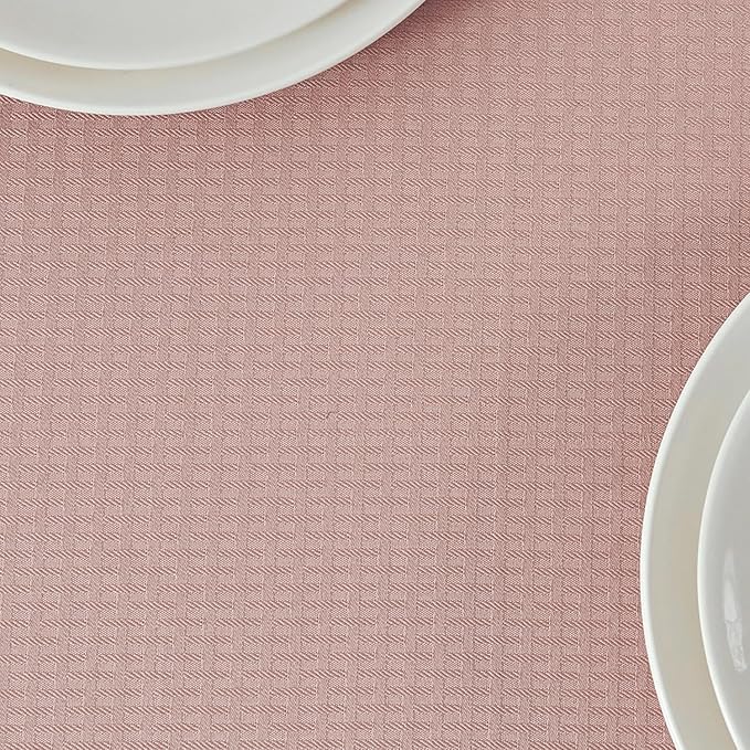 maxmill Rectangle Tablecloth Weaved Pattern Waterproof Spillproof Wrinkle Free Table Cloth, Kitchen Dining Tabletop Decoration, Fabric Table Cover for Holiday Parties, 52 x 108 Inch, Pale Blush
