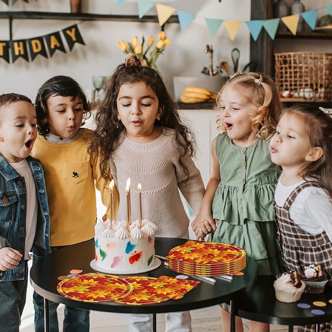 40Pcs Fall Birthday Decorations Autumn October Paper Plates and Napkins for Thanksgiving Party Supplies Decor Fall Birthday Party Decorations