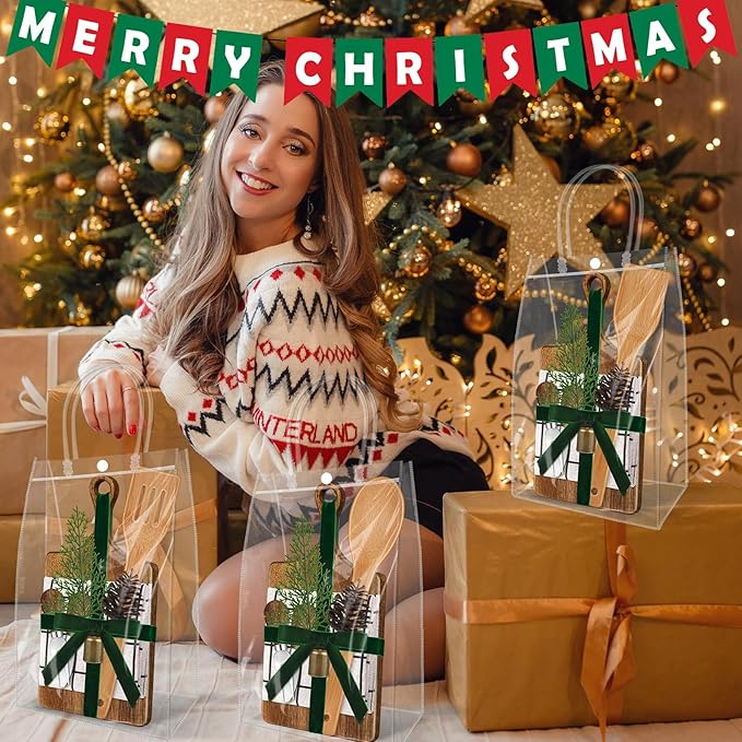 12 Set Christmas Gift Kitchen Utensils Set Acacia Spatula Mini Cheese Board Pine Cones for Christmas Kitchen Holiday Gift Party Decor