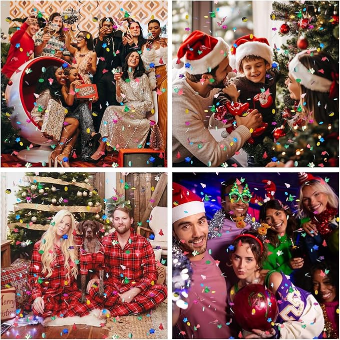 Party Poppers 12 Pack Confetti Cannon - 12 Inch Xmas Confetti Shooters Multicolor for Christmas, New Year, Eve & Festival Parties