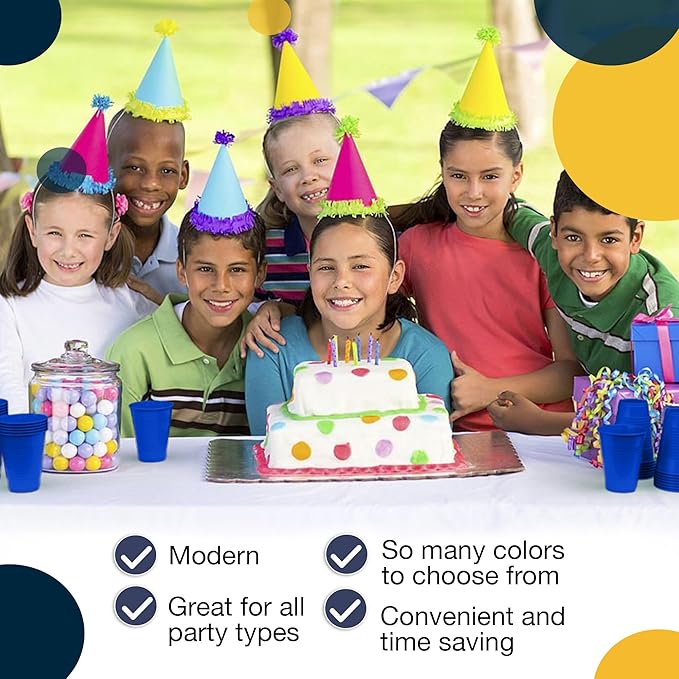 Exquisite Party Solids 12 Oz Blue Plastic Cups For Party Supplies 50 Pack | Blue Disposable Cups Plastic | Disposable Drinkware For Parties, Events & Everyday