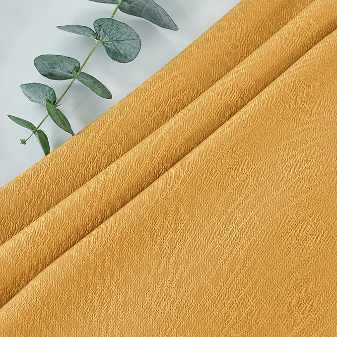 maxmill Round Weaved Texture Design Tablecloth Spill-Proof Wrinkle Free Soft Washable Table Cloth for Circular Table Cover, for Dining Room Banquet Parties Holiday Dinner, 70 Inch Ochre Yellow