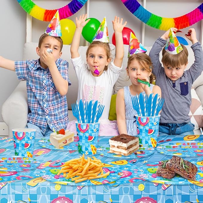 141Pcs Pool Party Decorations for 20 Guests - Summer Beach Birthday Party Plates and Napkins Forks Knives Straws for Baby Shower Swimming Pool Summer Birthday Decorations