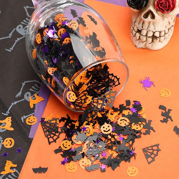 MARFOREVER Halloween Confetti Glitter Table Decorations Party Scatter Table Sprinkles Bats Spider Pumpkin for Halloween Party Supplies Decor