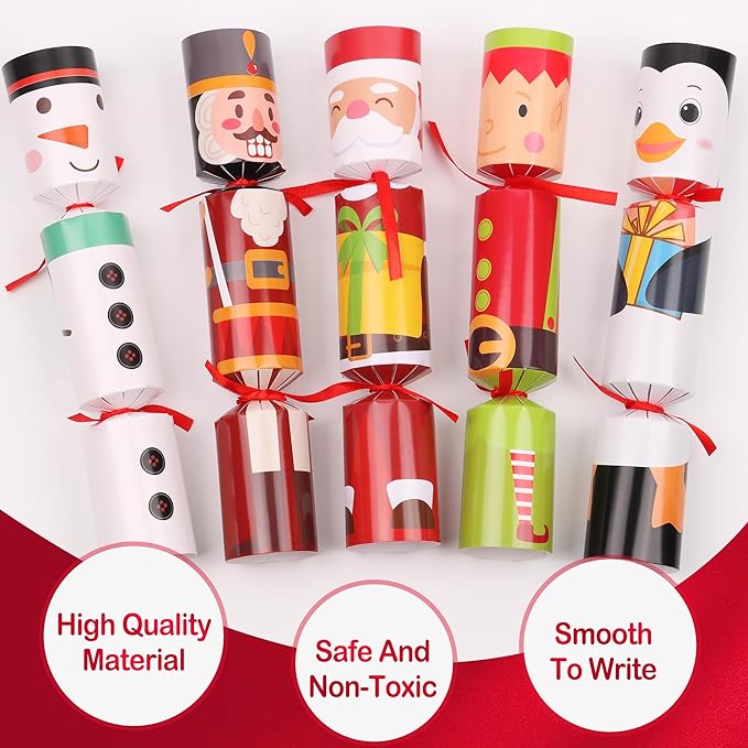 10 Pack Christmas Party Table Favors for Kids Adults, Xmas Party Favors Holiday Dinner Table Gifts with Hats Jokes Surprise Toys, Christmas Party Supplies Table Decorations for Family Office Classroom