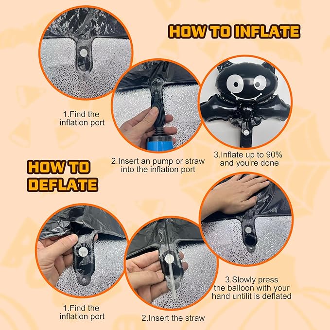 20Pcs Halloween Party Balloons, Ghost Pumpkin Black Bat Spider Witch Wizard Black Cat Monster Balloons for Halloween Theme Party Decorations Supplies